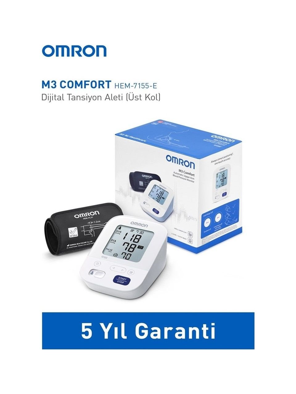 Omron M3 Comfort Üst Koldan Ölçer Dijital Tansiyon Aleti