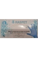 Haspet Mavi Lateks Muayene Eldiveni L Beden 100 Adet