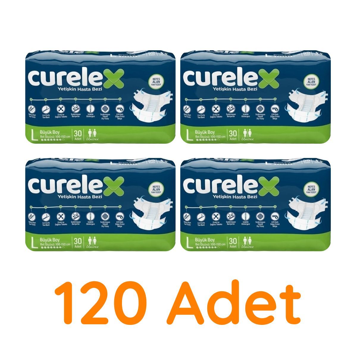 Curelex Yetişkin Hasta Bezi L 120 Adet