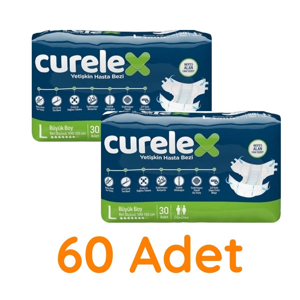 Curelex Yetişkin Hasta Bezi L 60 Adet