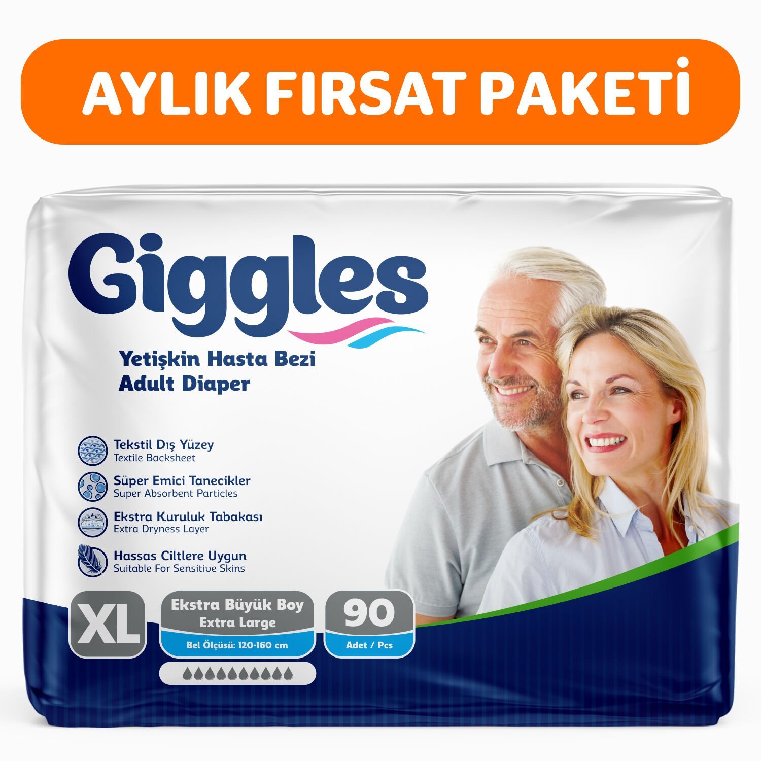 Giggles Yetişkin Hasta Bezi XLarge 90 Adet