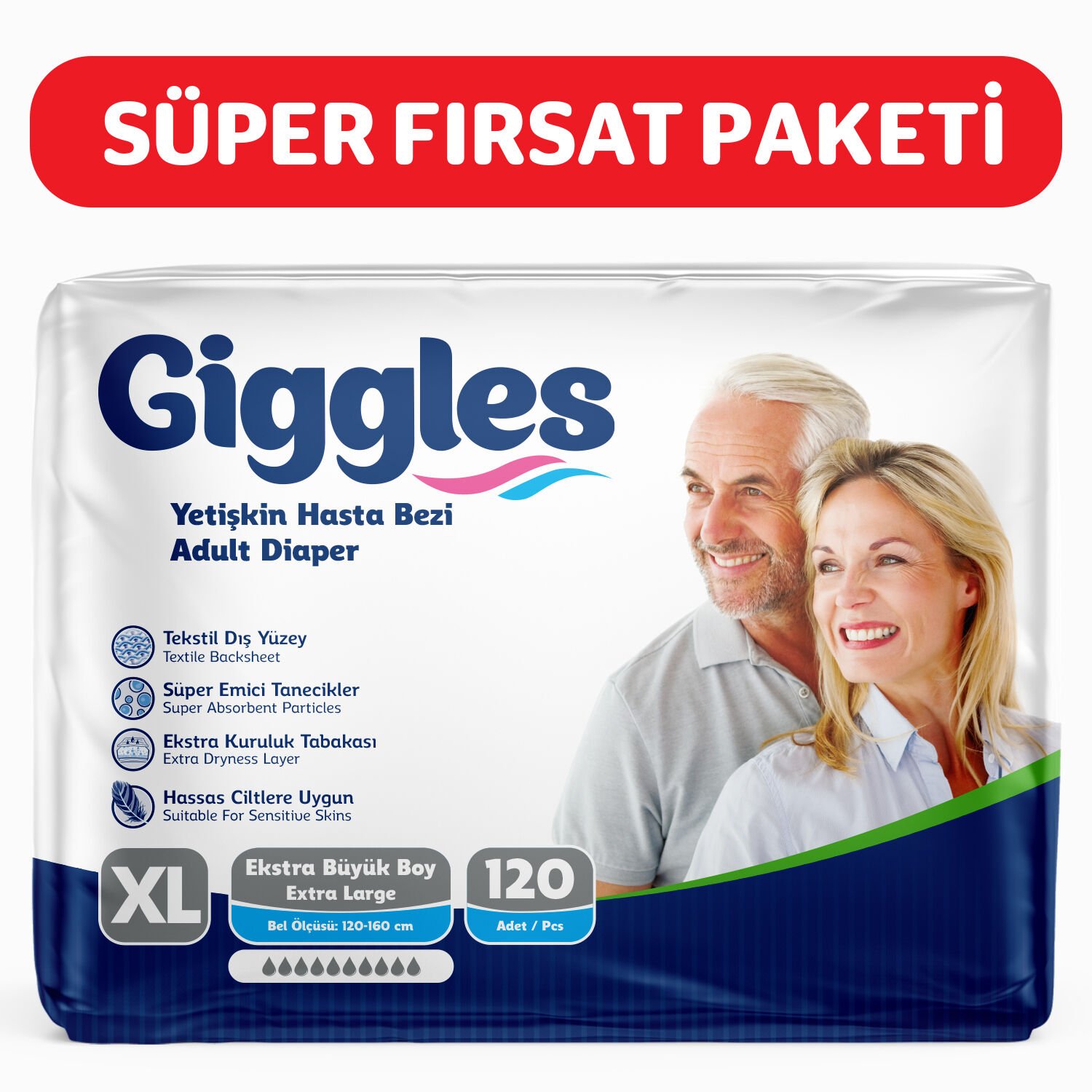 Giggles Yetişkin Hasta Bezi XLarge 120 Adet