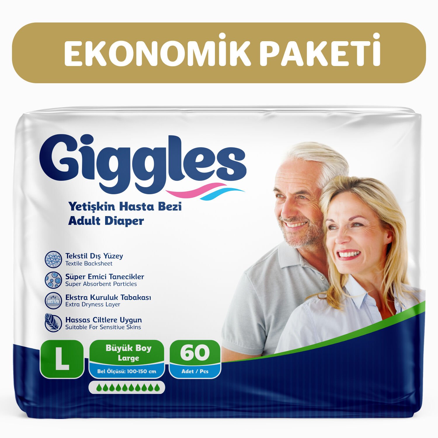 Giggles Yetişkin Hasta Bezi Large 60 Adet