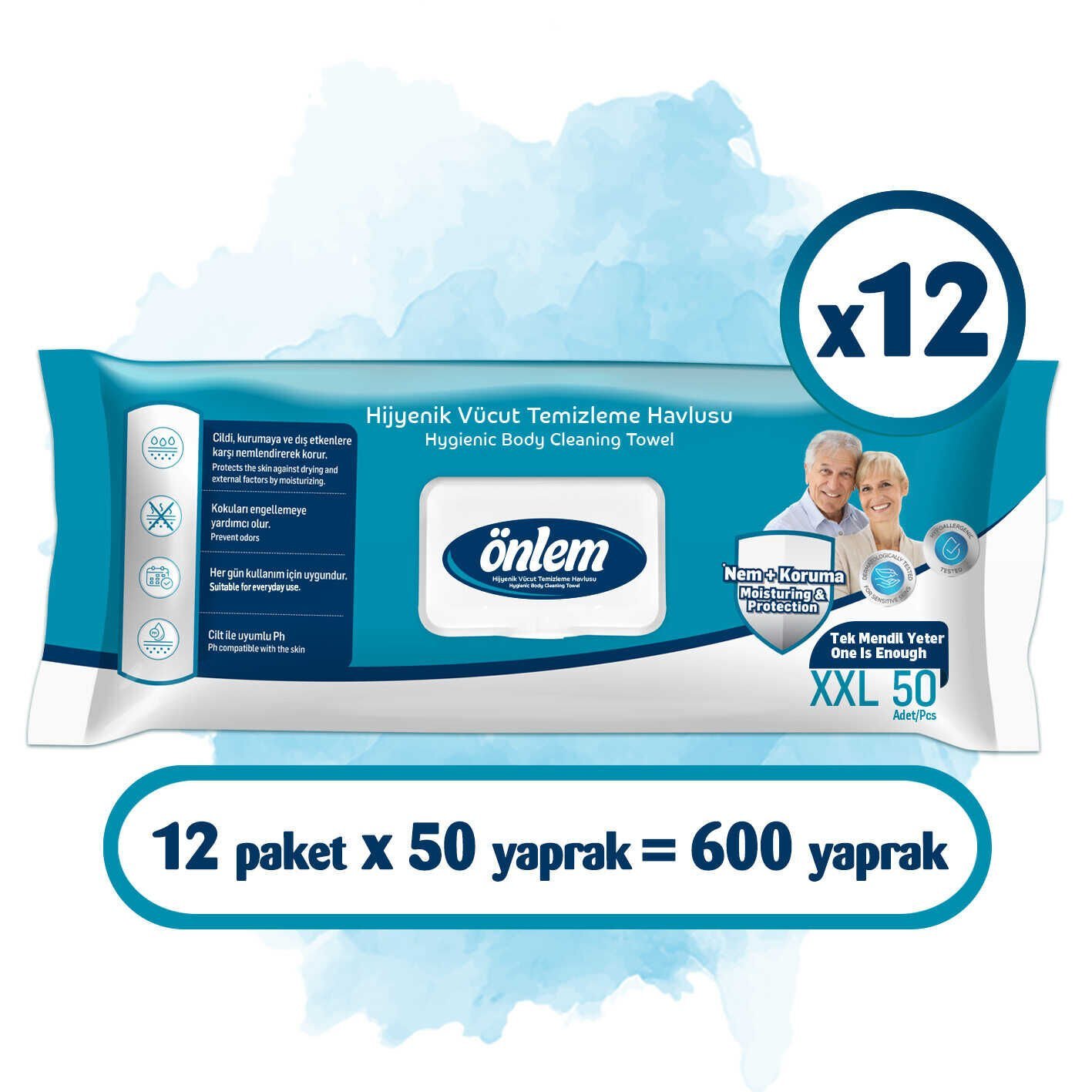 Önlem Hijyenik Vücut Temizleme Havlusu XXL 50x12