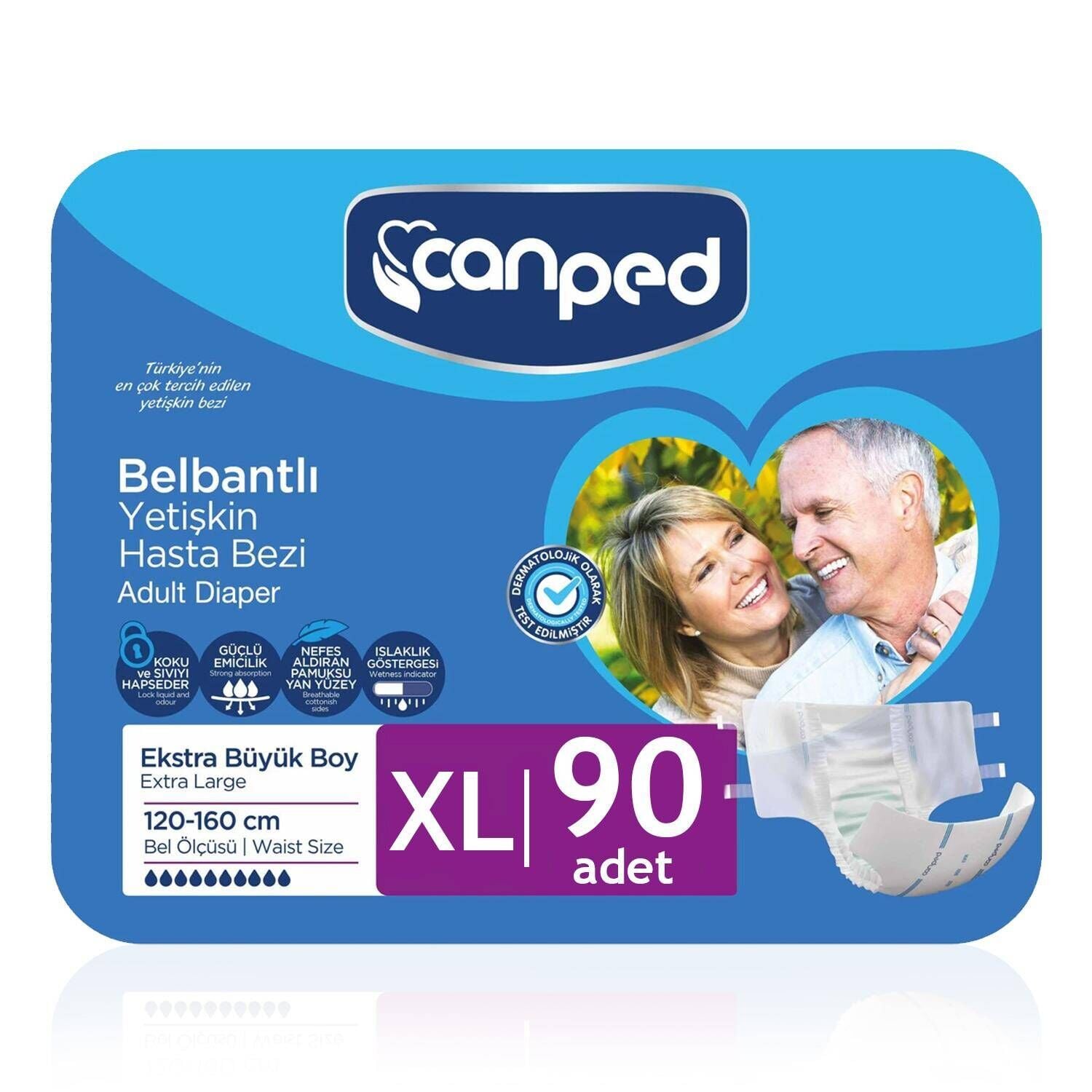 Canped Belbantlı Tekstil Yüzey Hasta Bezi XLarge 90 Adet