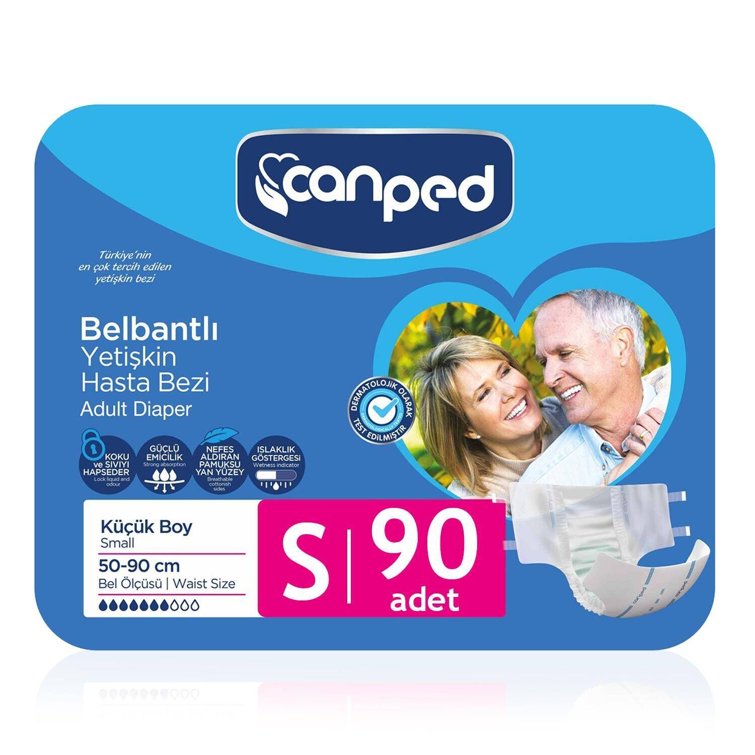 Canped Belbantlı Tekstil Yüzey Hasta Bezi Small 90 Adet