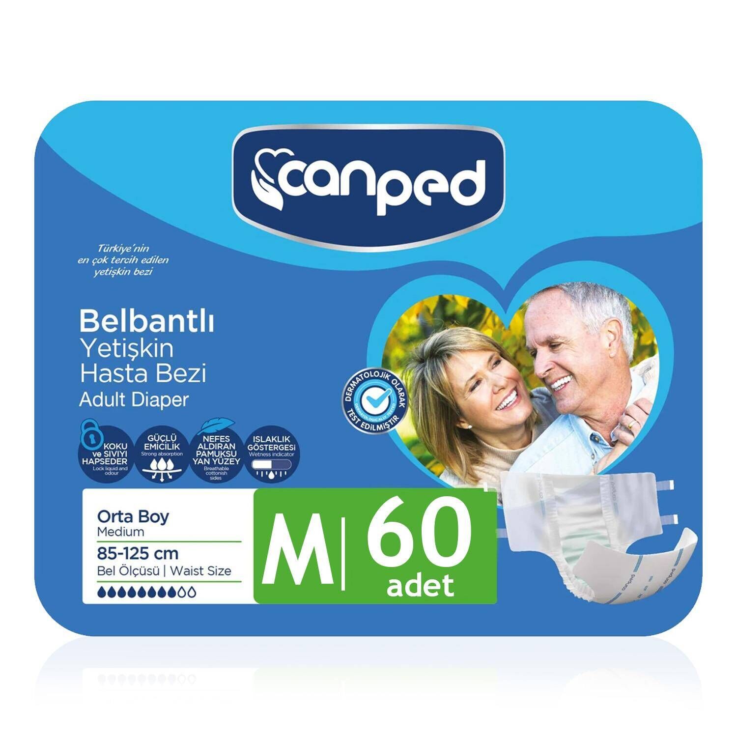 Canped Belbantlı Tekstil Yüzey Hasta Bezi Medium 60 Adet