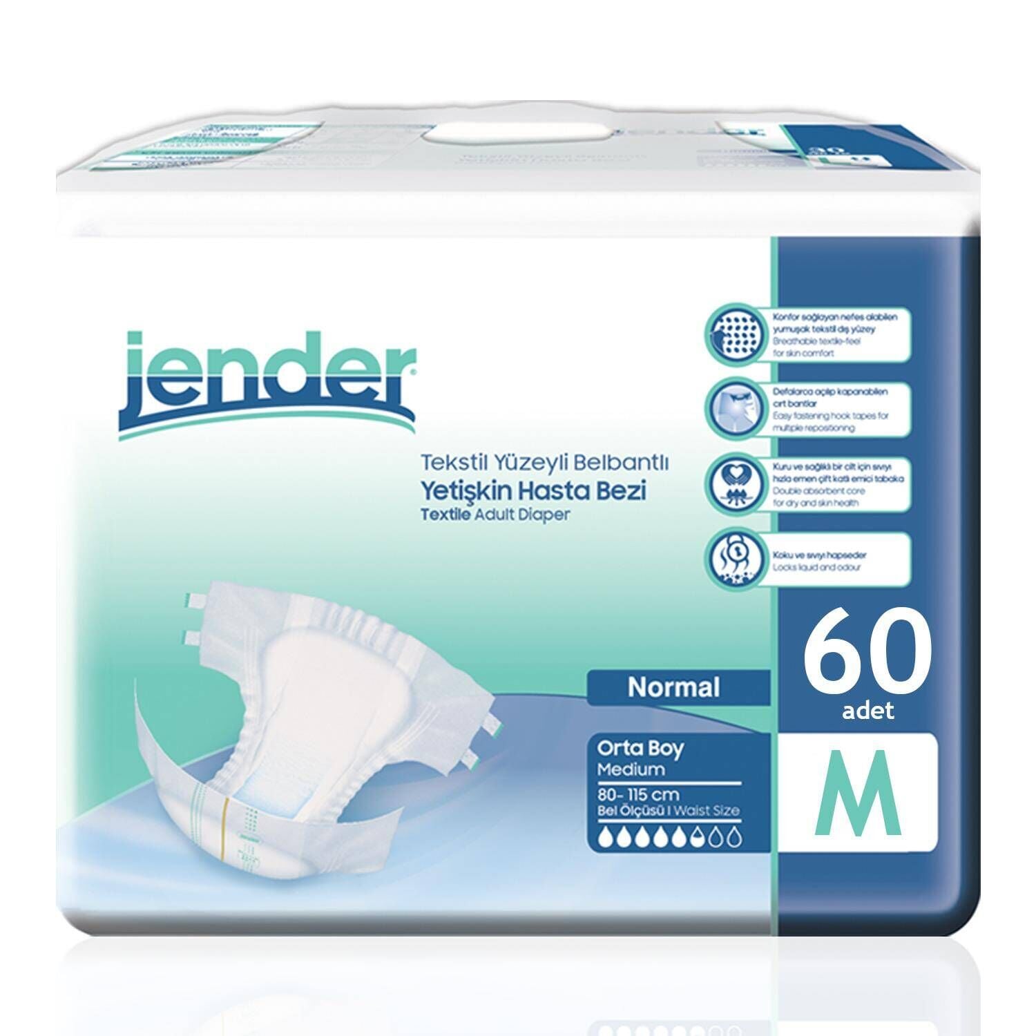 Jender Bel Bantlı Hasta Bezi Medium 60 Adet